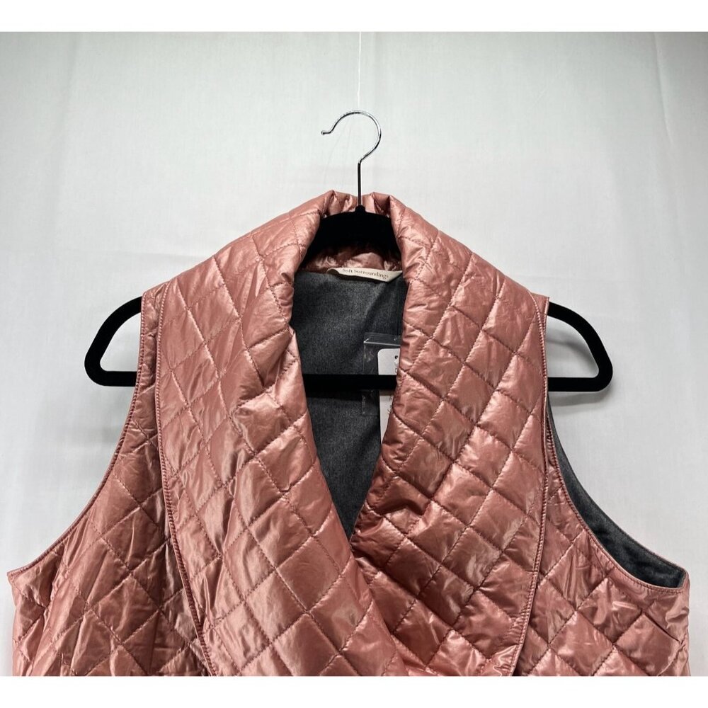 Soft Surroundings Vest M 10-12Stretch Snowline Metallic Puffer Shawl Cotton Pink - Picture 4 of 11